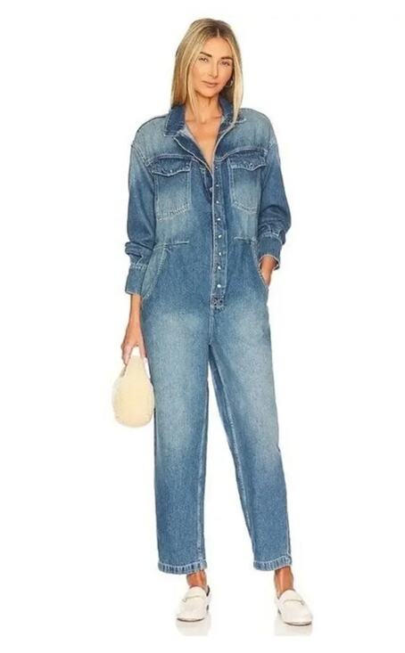 We The Free Pants - WE THE FREE people anthropologie blue Townes denim jumpsuit utility coveralls